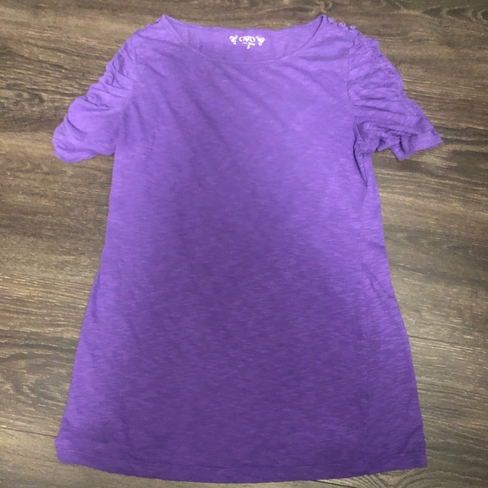 Cato Purple Ruched Sleeve Tee